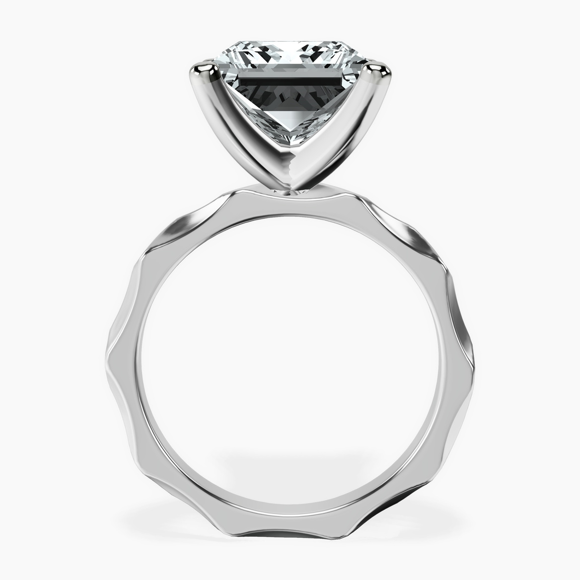 10kt White Gold Magnolia Texture Solitaire Lab Diamond Ring side right image one