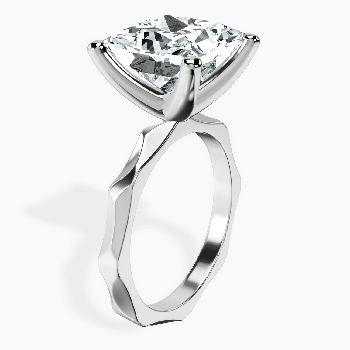 10kt White Gold Magnolia Texture Solitaire Lab Diamond Ring standing product image one