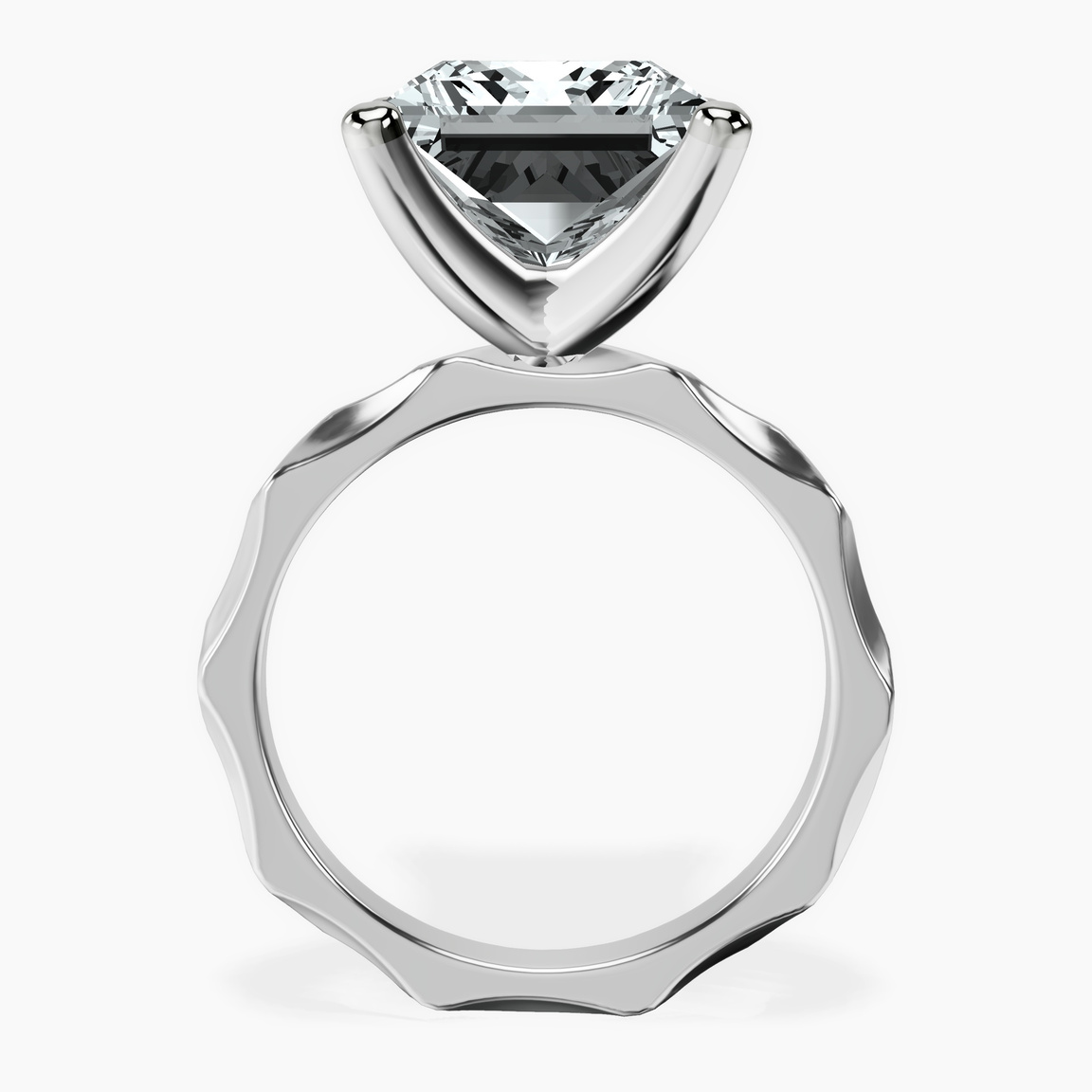 10kt White Gold Magnolia Texture Solitaire Lab Diamond Ring side right image one