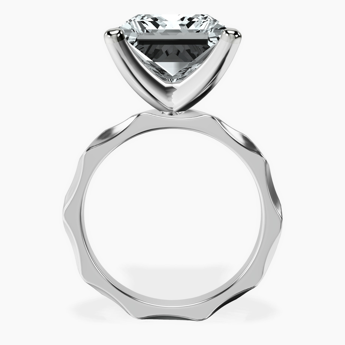 10kt White Gold Magnolia Texture Solitaire Lab Diamond Ring side right image one