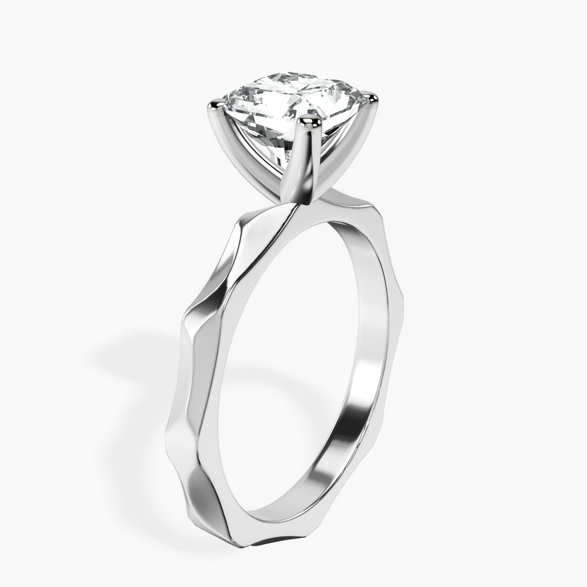 9ct White Gold Magnolia Texture Solitaire Lab Diamond Ring standing product image one
