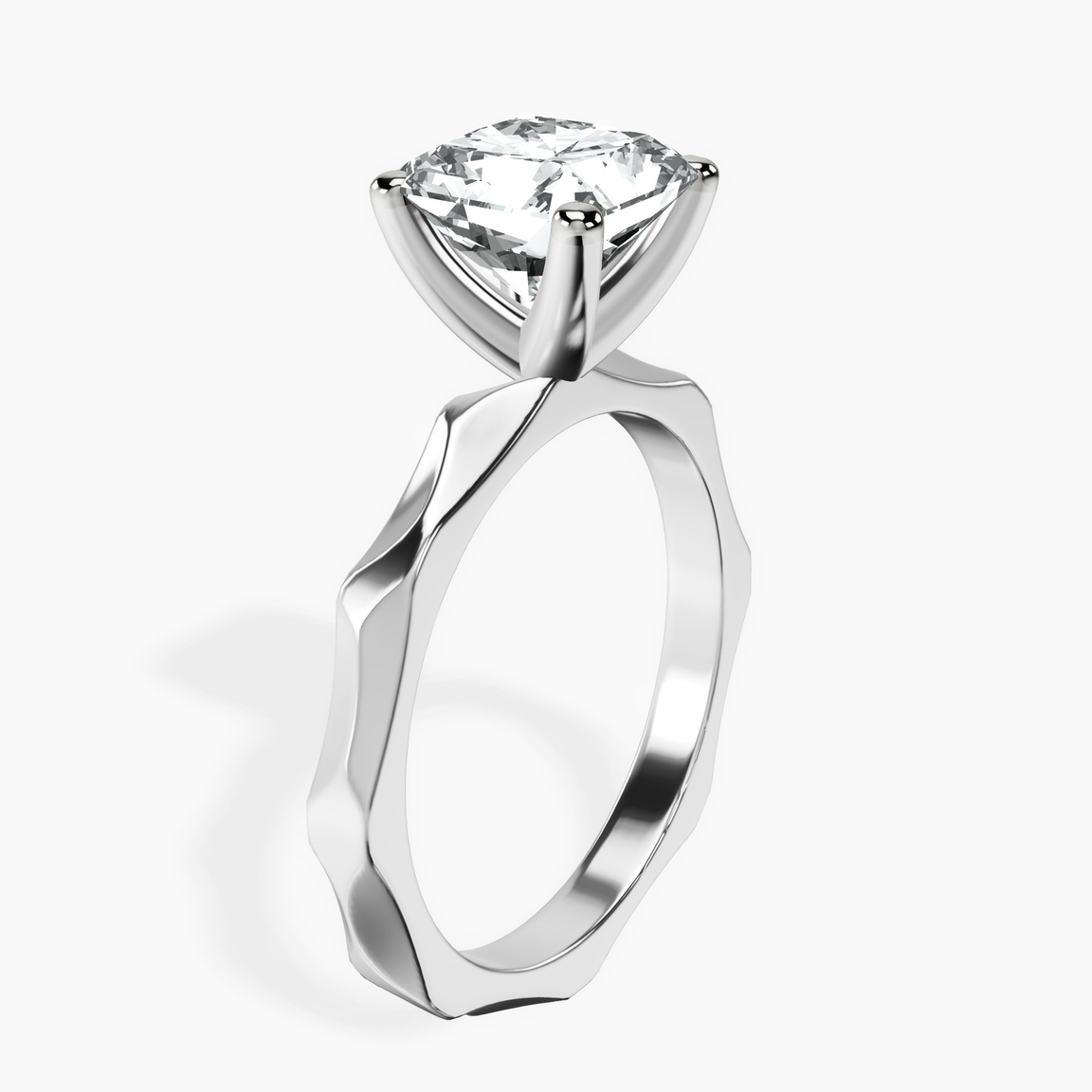 10kt White Gold Magnolia Texture Solitaire Lab Diamond Ring standing product image one