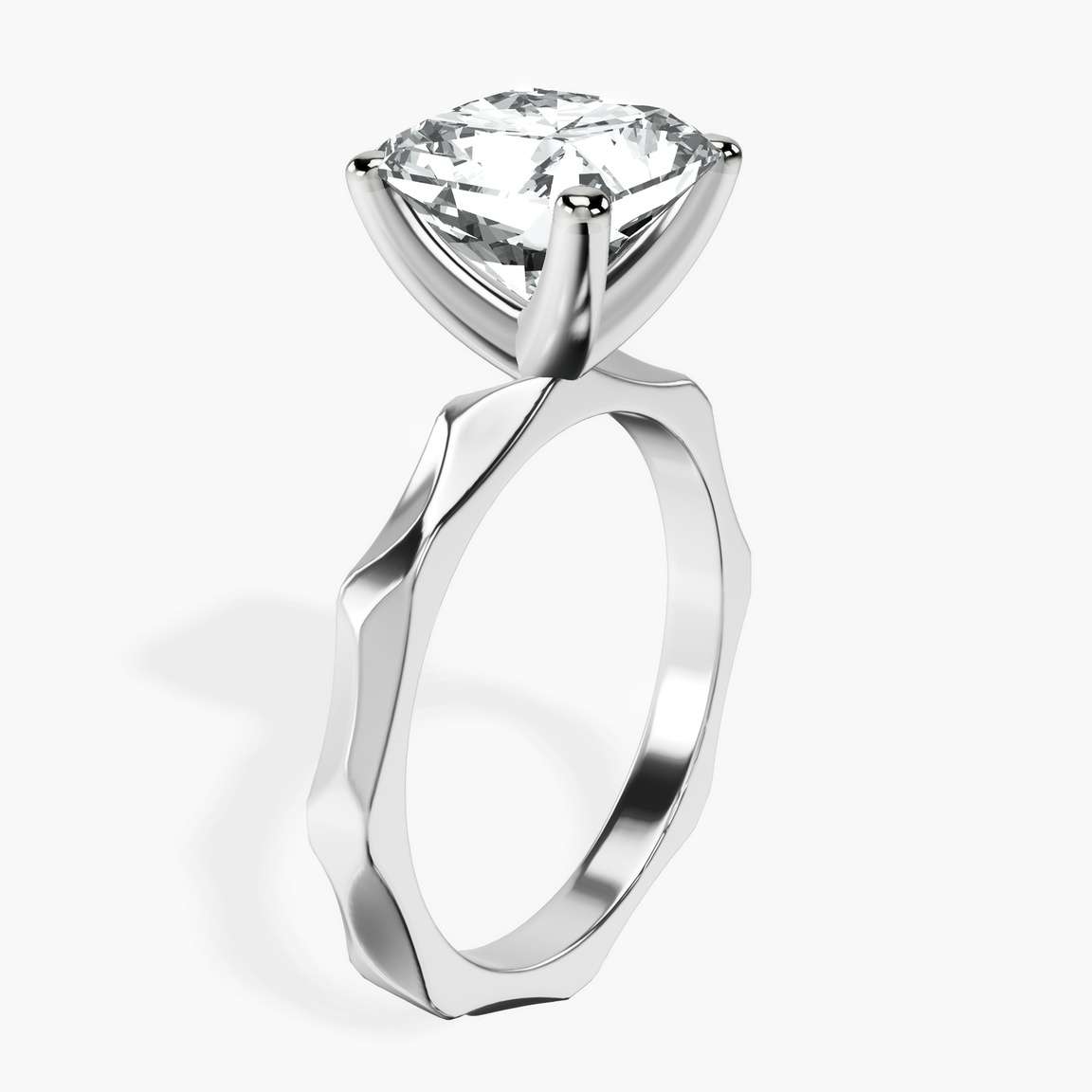10kt White Gold Magnolia Texture Solitaire Lab Diamond Ring standing product image one