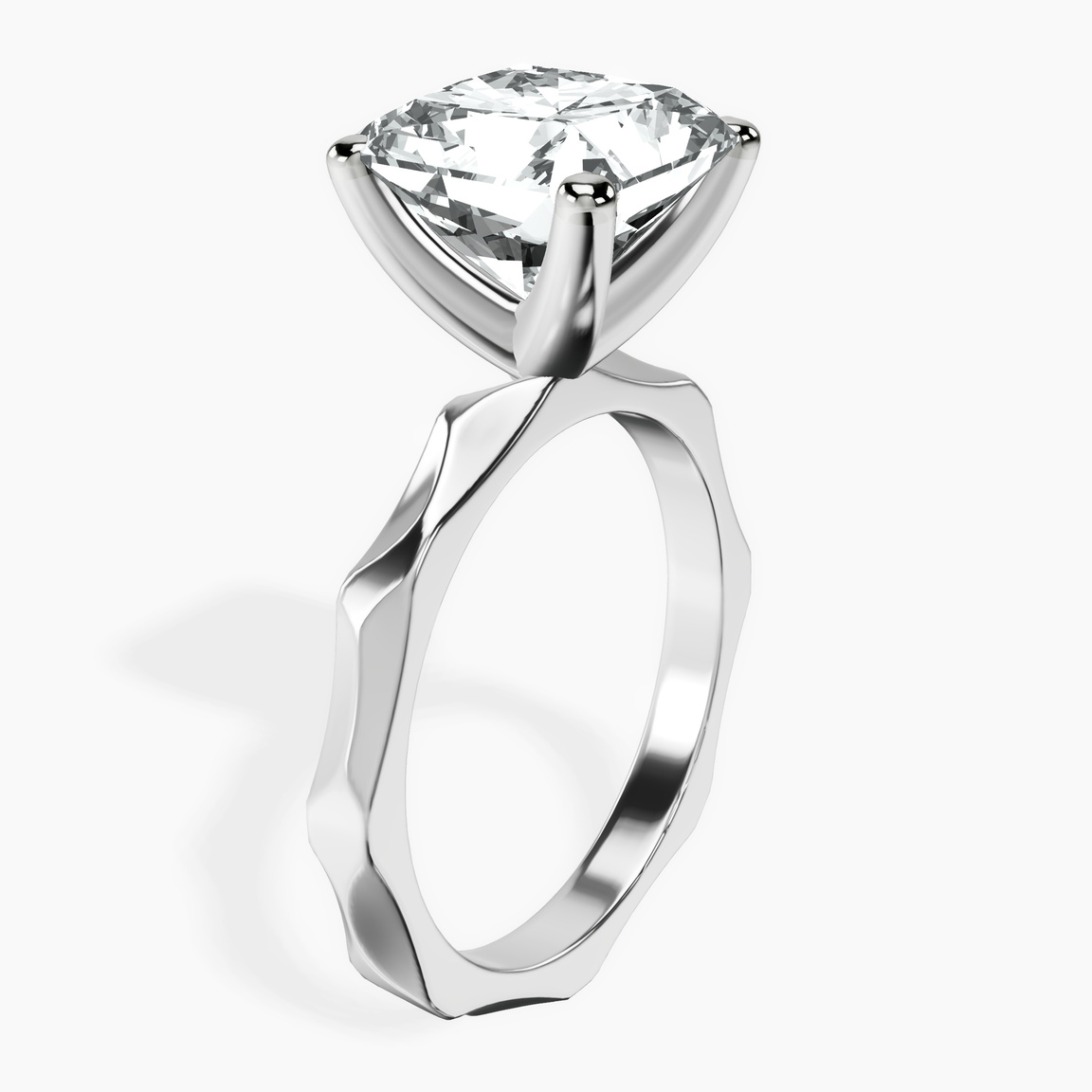 10kt White Gold Magnolia Texture Solitaire Lab Diamond Ring standing product image one