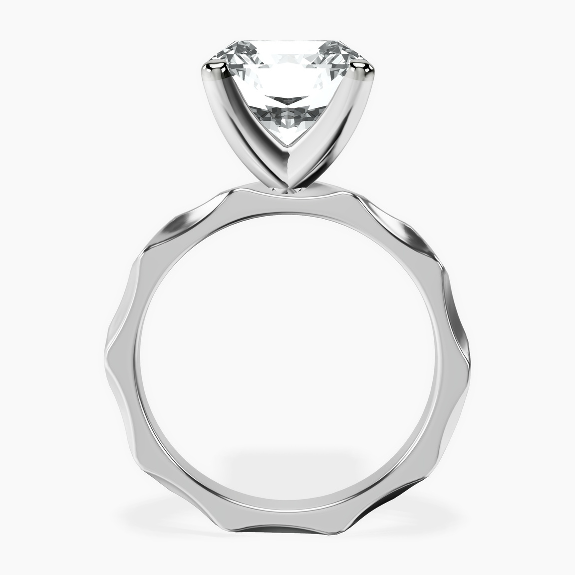 10kt White Gold Magnolia Texture Solitaire Lab Diamond Ring side right image one