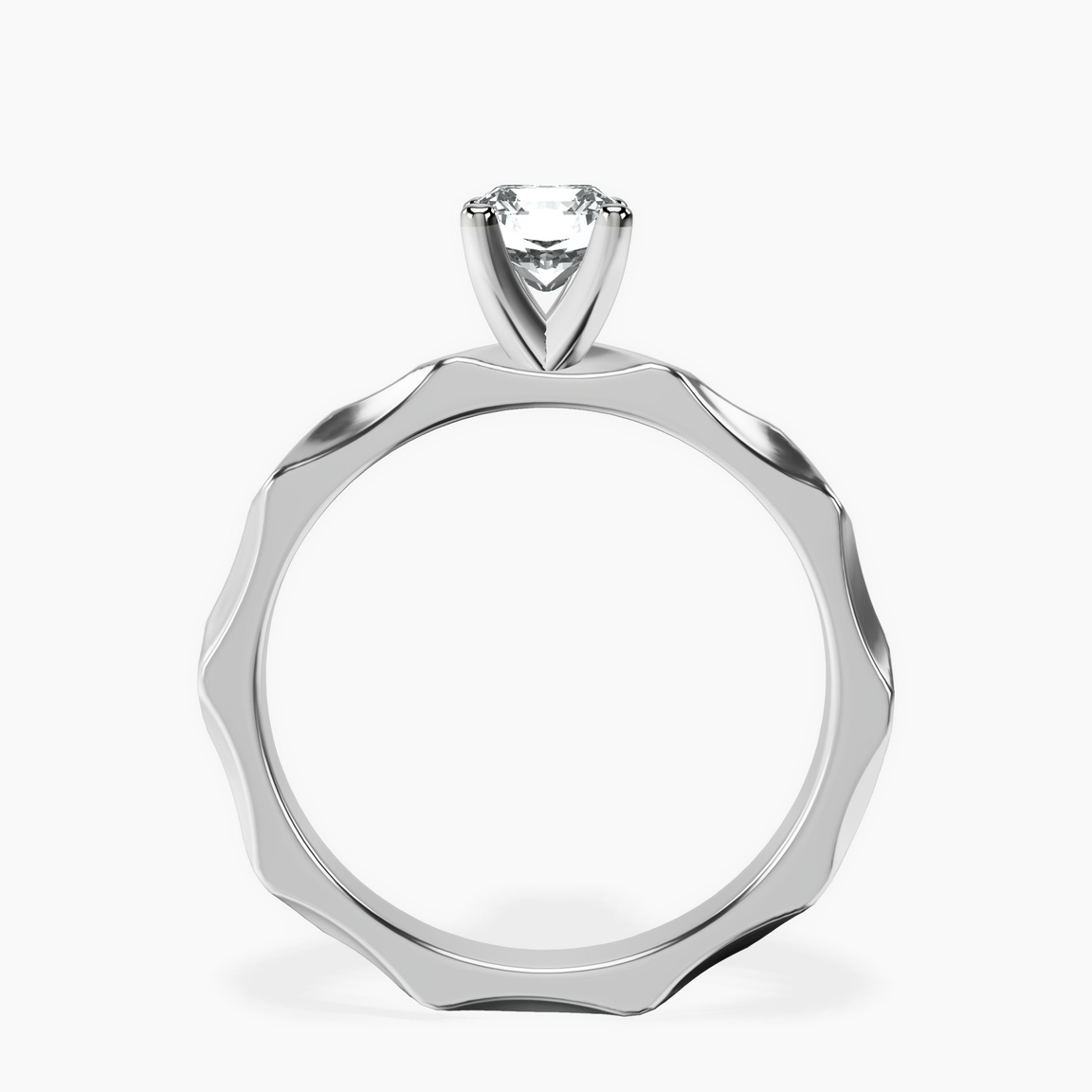 10kt White Gold Magnolia Texture Solitaire Lab Diamond Ring side right image one