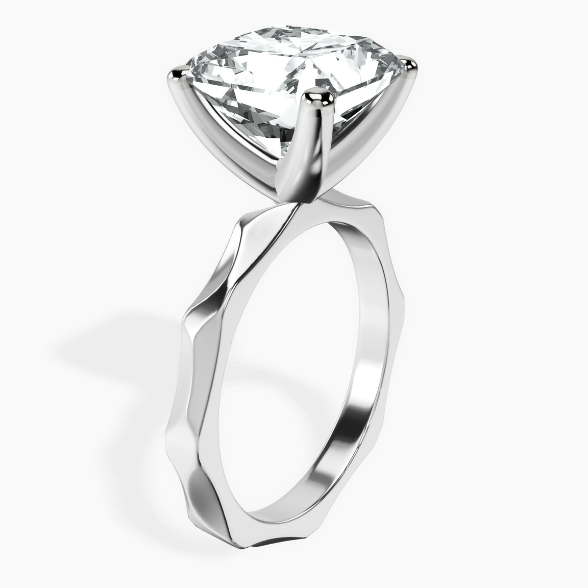 10kt White Gold Magnolia Texture Solitaire Lab Diamond Ring standing product image one