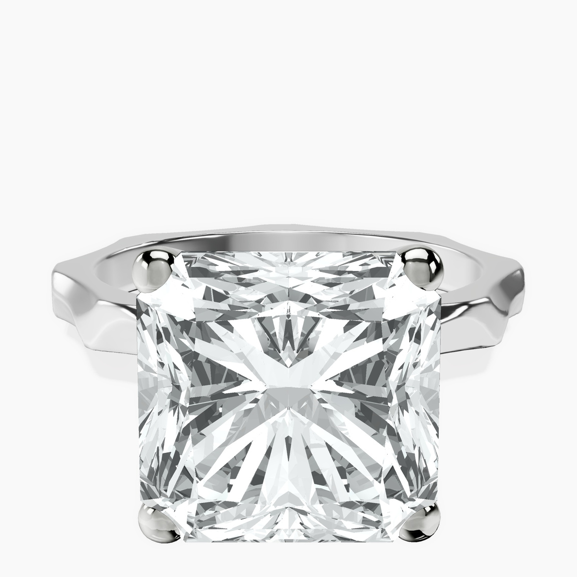 10kt White Gold Magnolia Texture Solitaire Lab Diamond Ring front image
