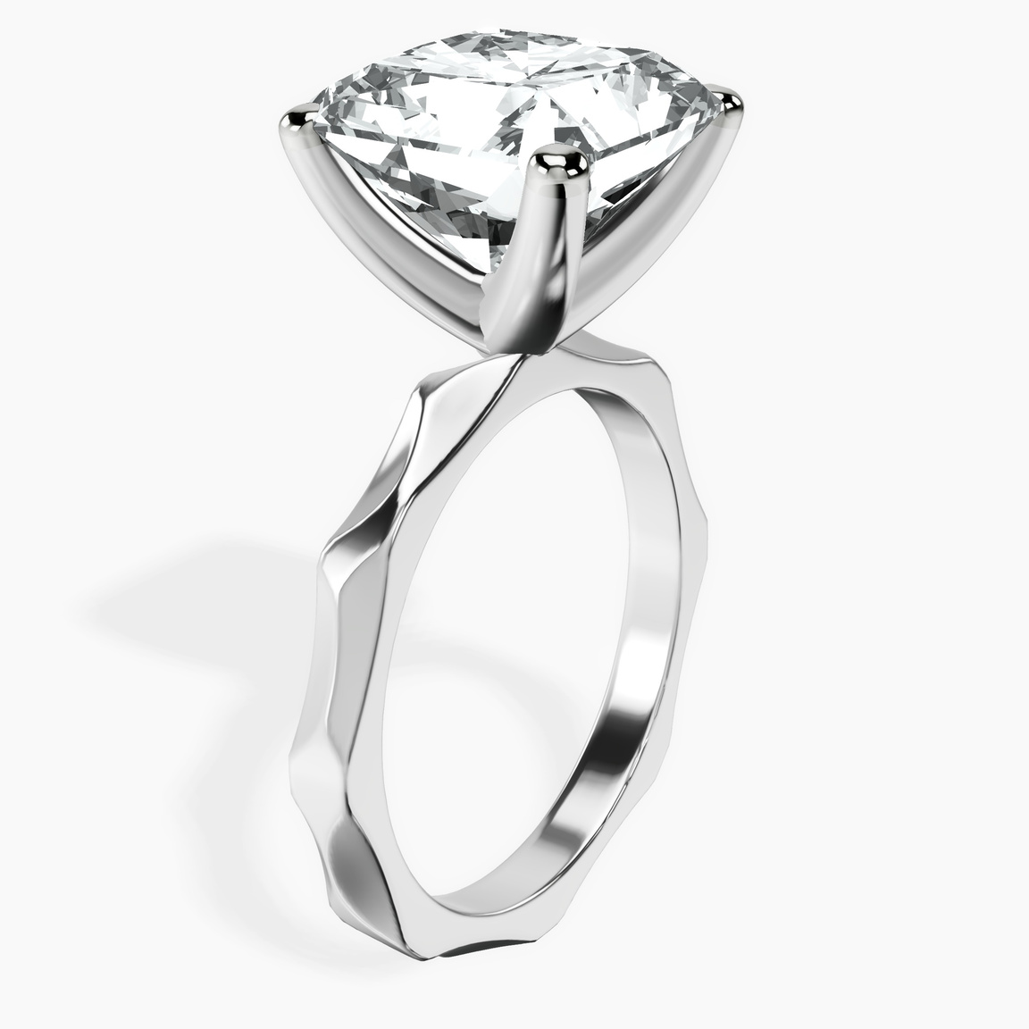 10kt White Gold Magnolia Texture Solitaire Lab Diamond Ring standing product image one