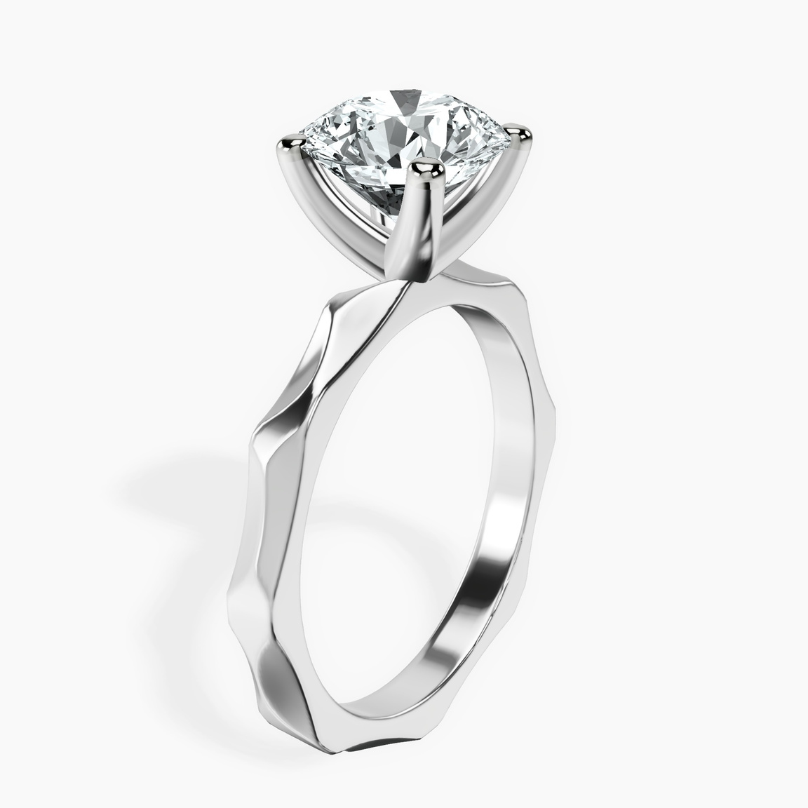 10kt White Gold Magnolia Texture Solitaire Lab Diamond Ring standing product image one