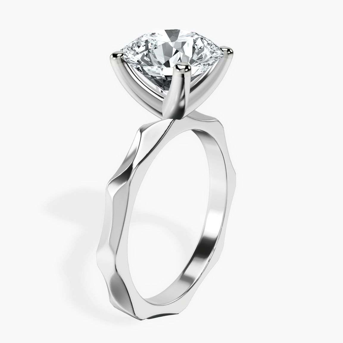 10kt White Gold Magnolia Texture Solitaire Lab Diamond Ring standing product image one