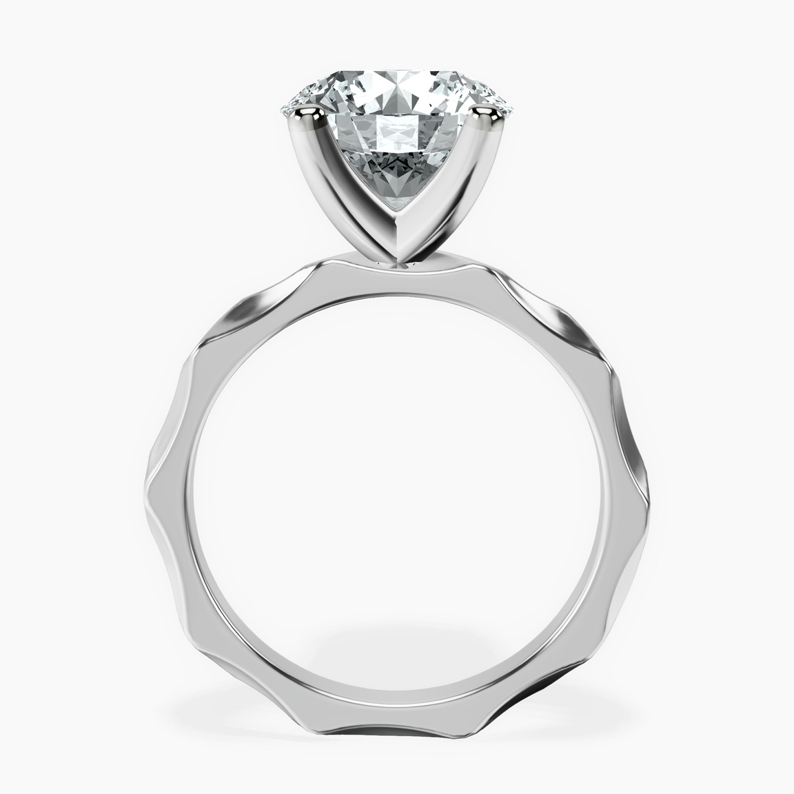 10kt White Gold Magnolia Texture Solitaire Lab Diamond Ring side right image one