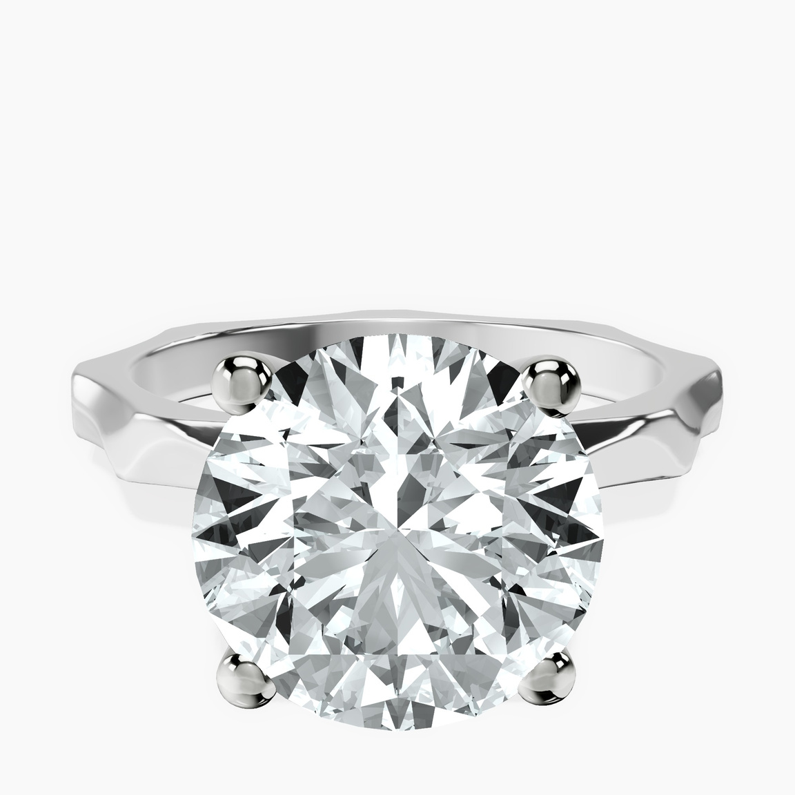 10kt White Gold Magnolia Texture Solitaire Lab Diamond Ring front image