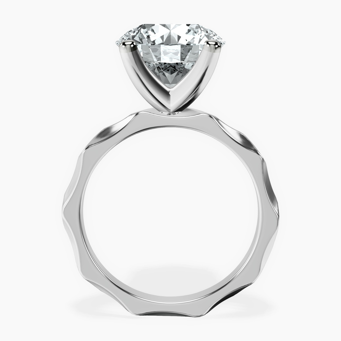 10kt White Gold Magnolia Texture Solitaire Lab Diamond Ring side right image one