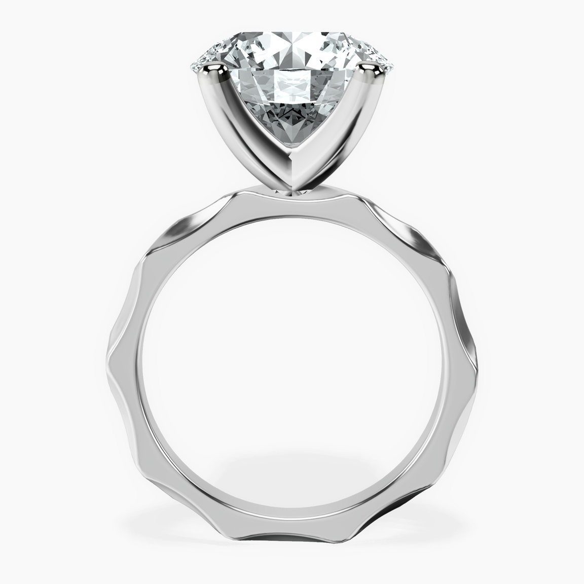 10kt White Gold Magnolia Texture Solitaire Lab Diamond Ring side right image one