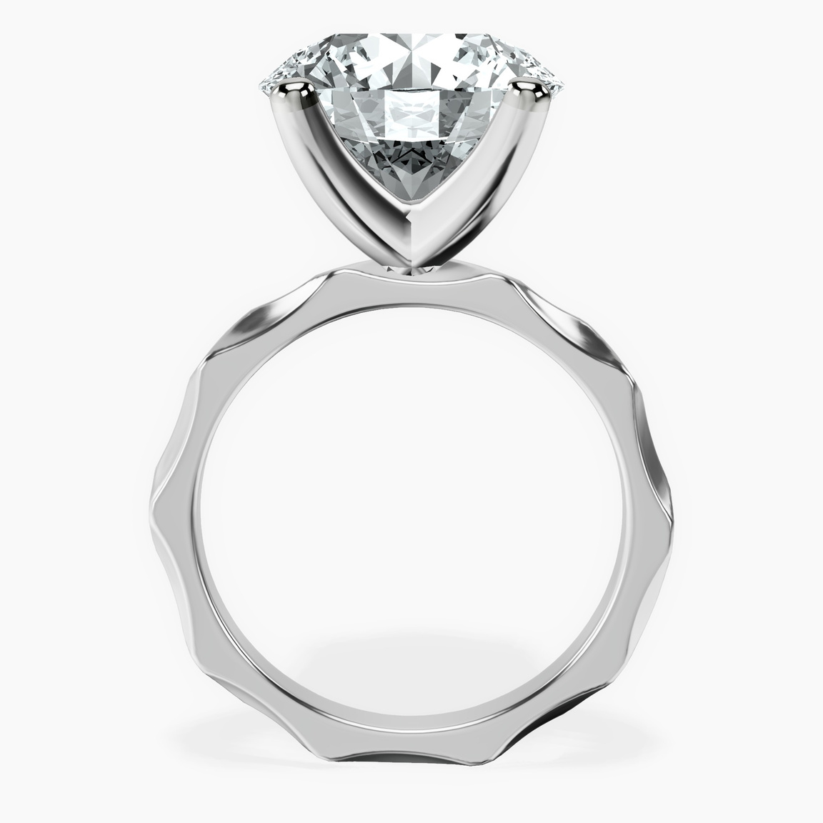 10kt White Gold Magnolia Texture Solitaire Lab Diamond Ring side right image one