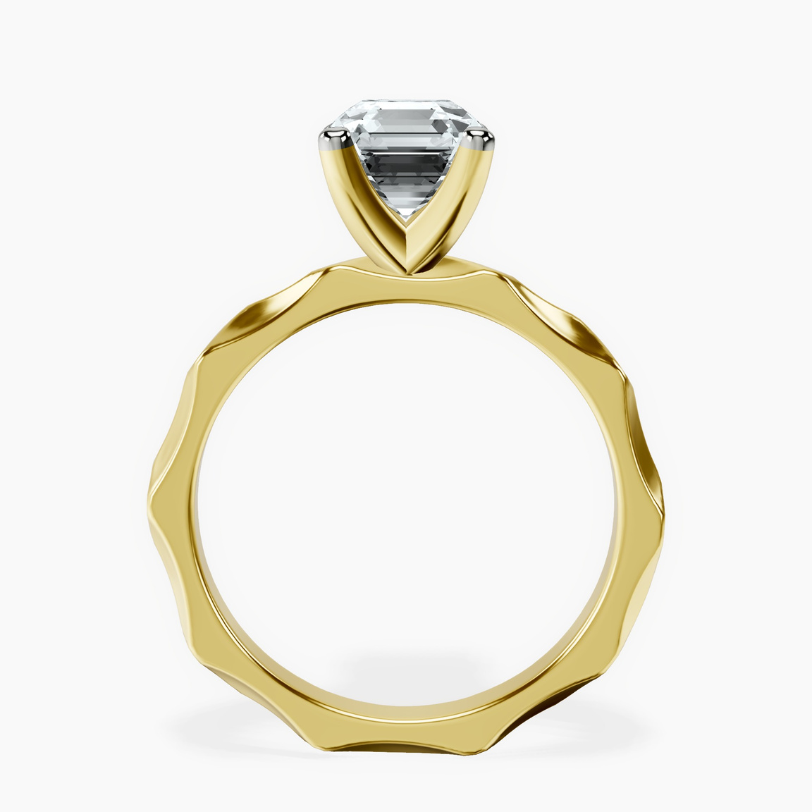 9ct Yellow Gold Magnolia Texture Solitaire Lab Diamond Ring side right image one