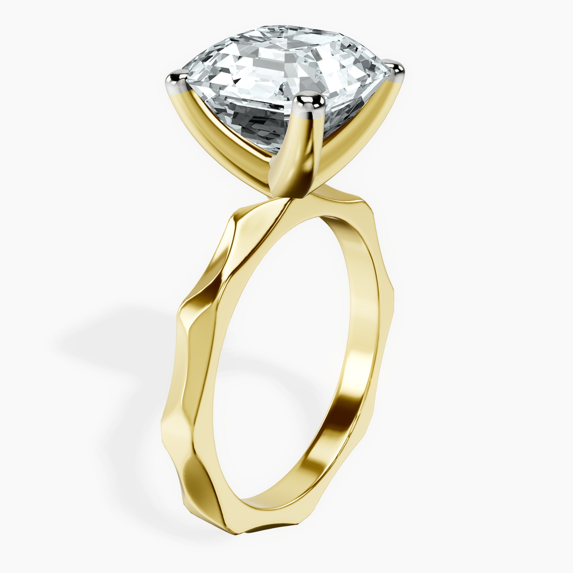 10kt Yellow Gold Magnolia Texture Solitaire Lab Diamond Ring standing product image one