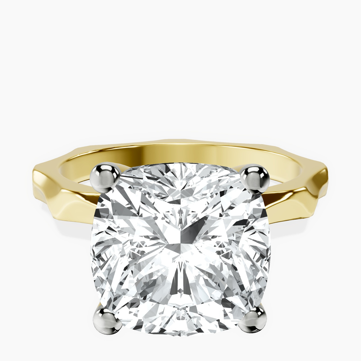 10kt Yellow Gold Magnolia Texture Solitaire Lab Diamond Ring front image