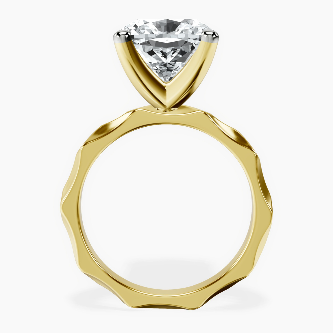10kt Yellow Gold Magnolia Texture Solitaire Lab Diamond Ring side right image one