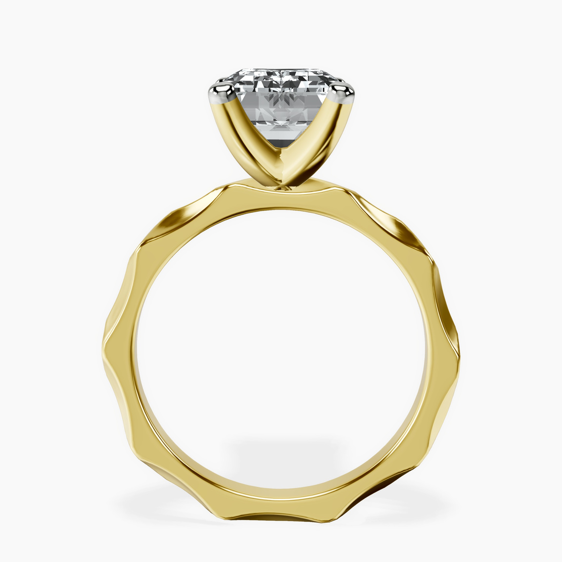 10kt Yellow Gold Magnolia Texture Solitaire Lab Diamond Ring side right image one