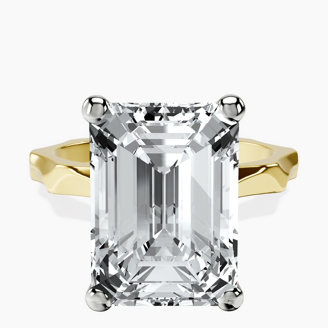 14kt Yellow Gold Magnolia Texture Solitaire Lab Diamond Ring front image