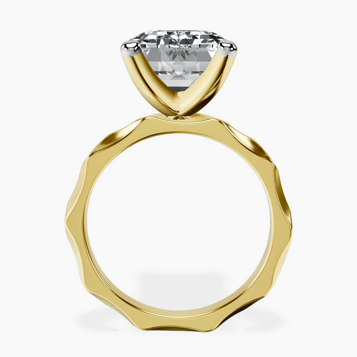10kt Yellow Gold Magnolia Texture Solitaire Lab Diamond Ring side right image one