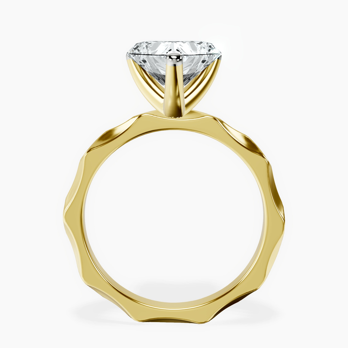 14kt Yellow Gold Magnolia Texture Solitaire Lab Diamond Ring side right image one