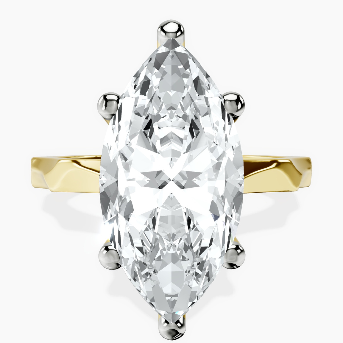 14kt Yellow Gold Magnolia Texture Solitaire Lab Diamond Ring front image
