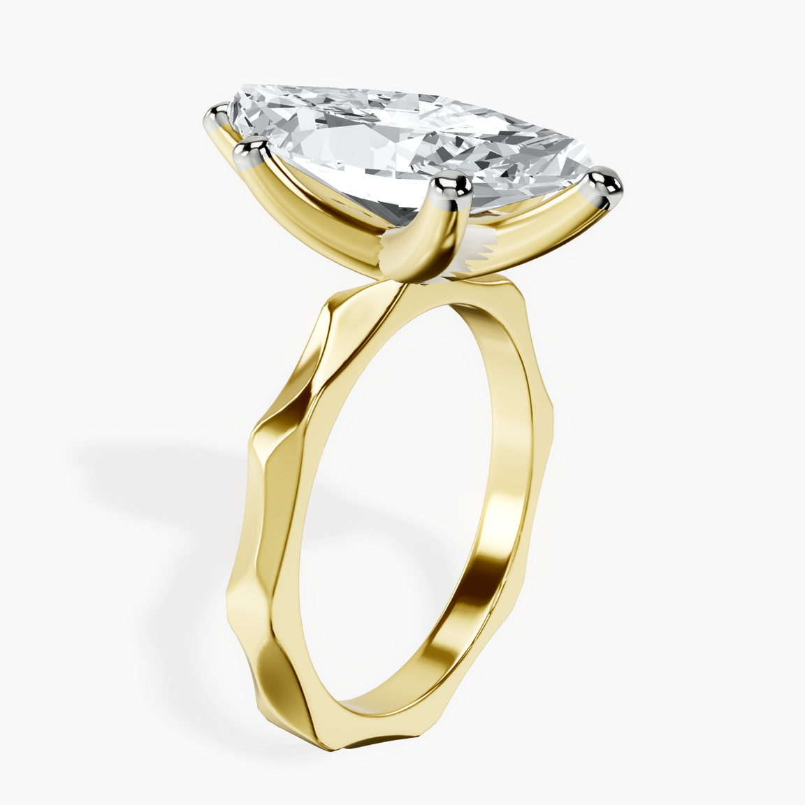 14kt Yellow Gold Magnolia Texture Solitaire Lab Diamond Ring standing product image one