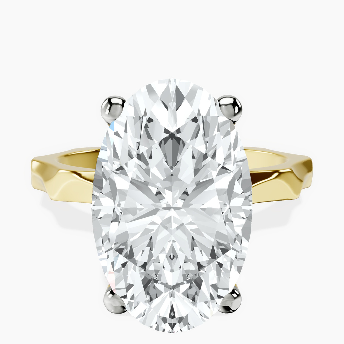 10kt Yellow Gold Magnolia Texture Solitaire Lab Diamond Ring front image