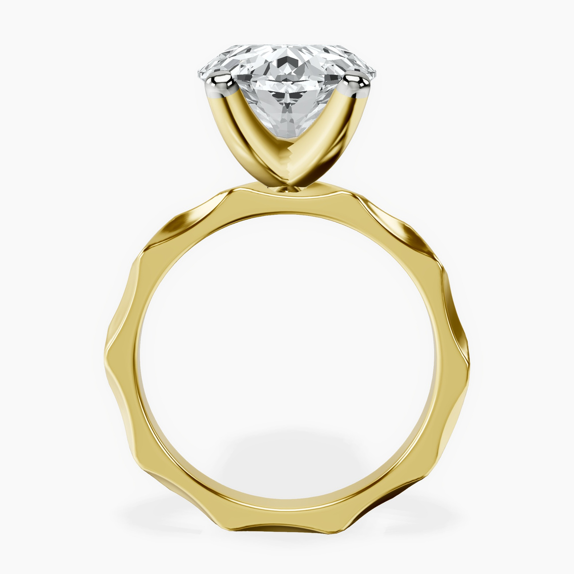 10kt Yellow Gold Magnolia Texture Solitaire Lab Diamond Ring side right image one