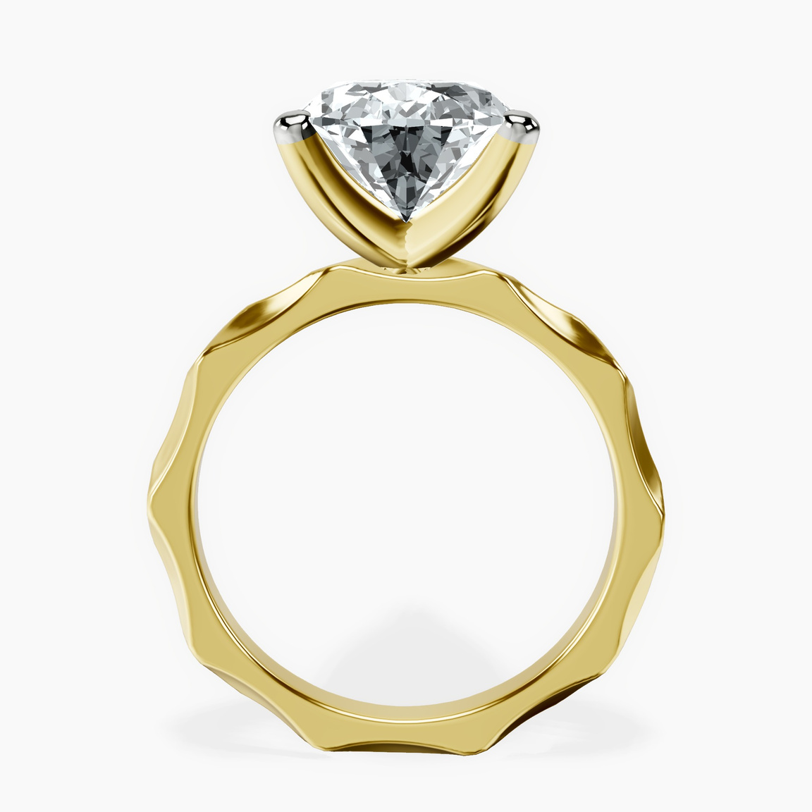 10kt Yellow Gold Magnolia Texture Solitaire Lab Diamond Ring side right image one