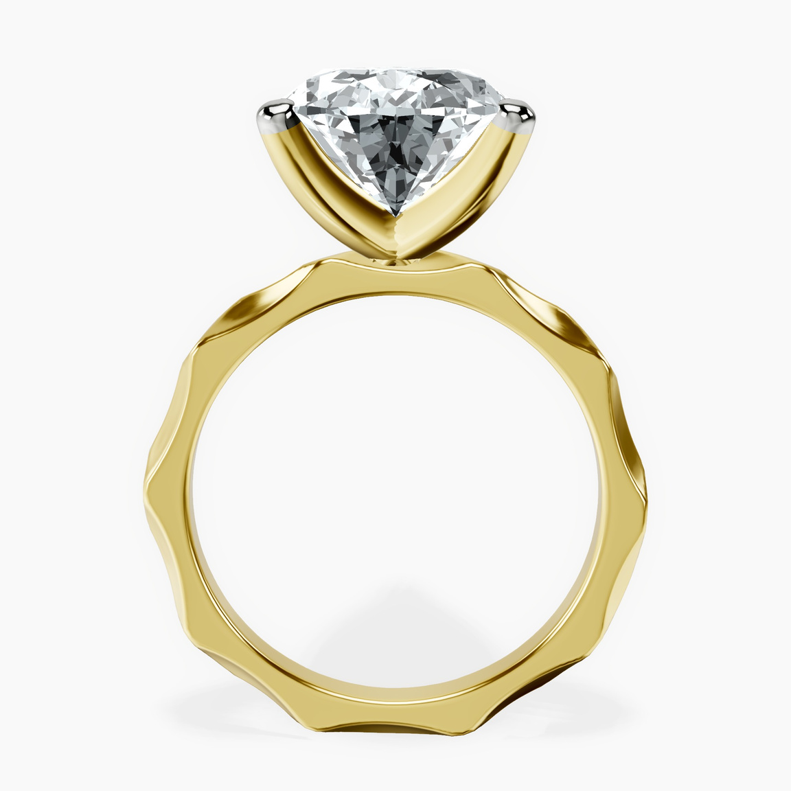 10kt Yellow Gold Magnolia Texture Solitaire Lab Diamond Ring side right image one