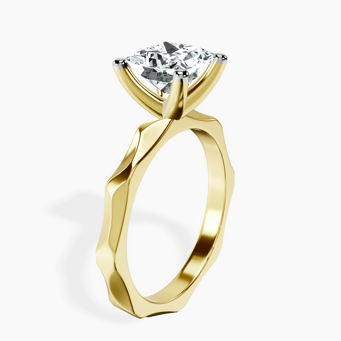 14ct Yellow Gold Magnolia Texture Solitaire Lab Diamond Ring standing product image one