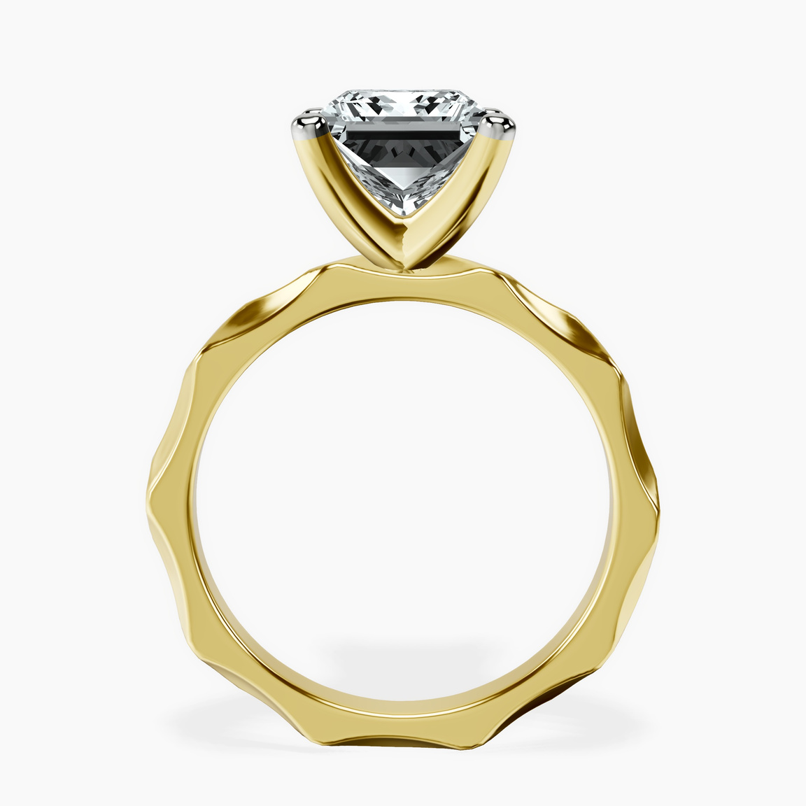 10kt Yellow Gold Magnolia Texture Solitaire Lab Diamond Ring side right image one