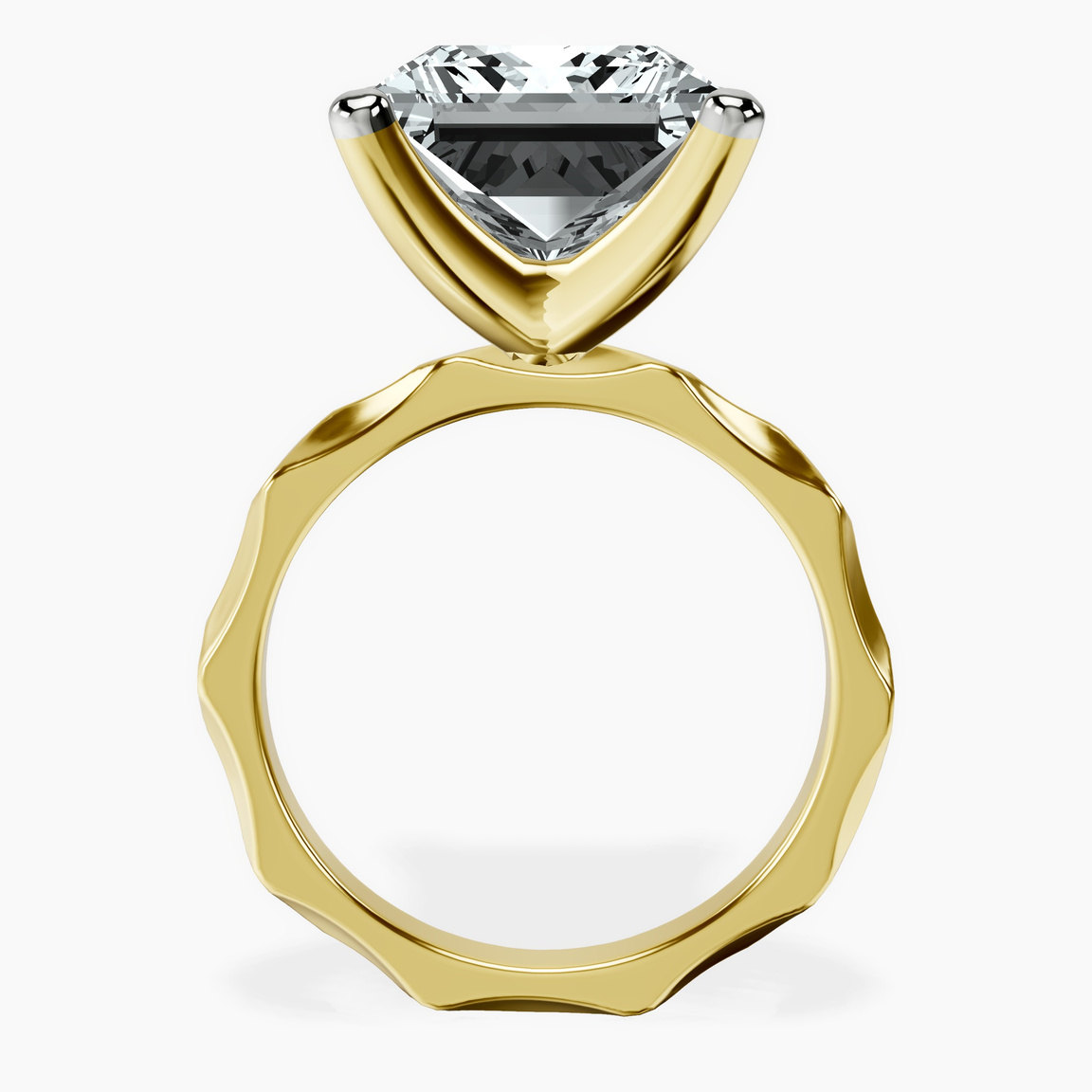 10kt Yellow Gold Magnolia Texture Solitaire Lab Diamond Ring side right image one