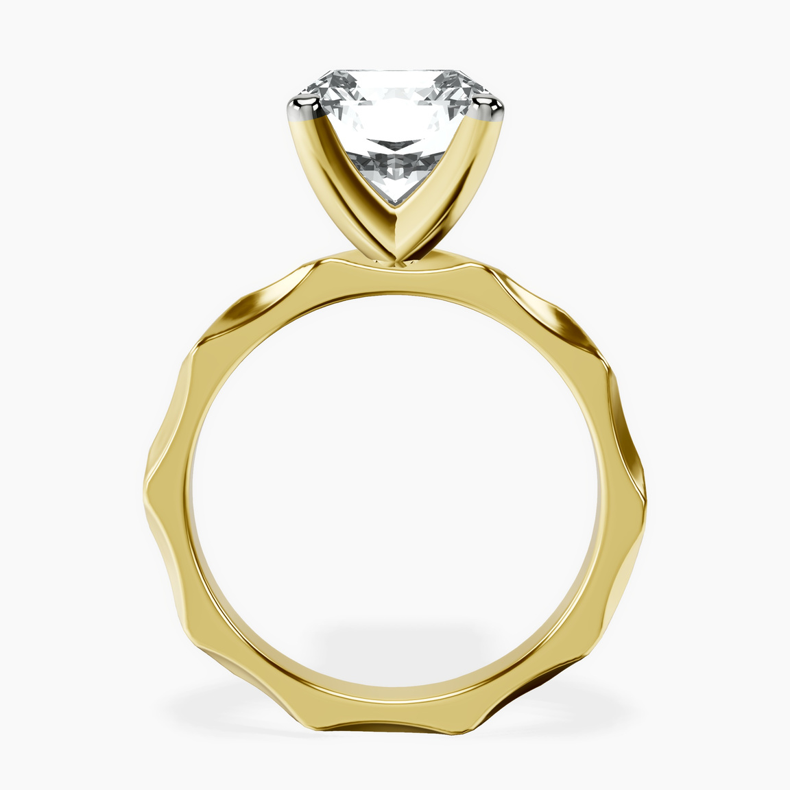 10kt Yellow Gold Magnolia Texture Solitaire Lab Diamond Ring side right image one