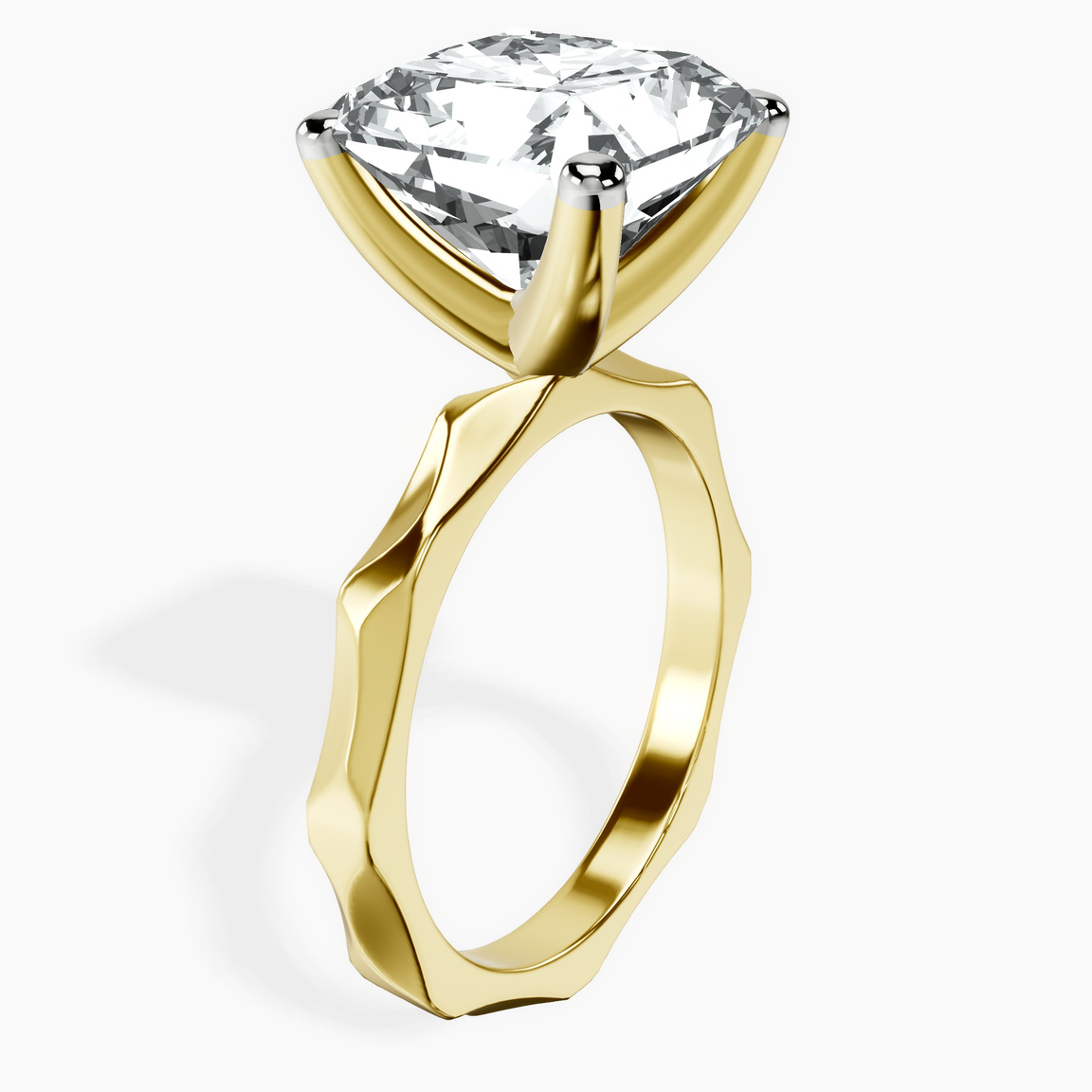 10kt Yellow Gold Magnolia Texture Solitaire Lab Diamond Ring standing product image one