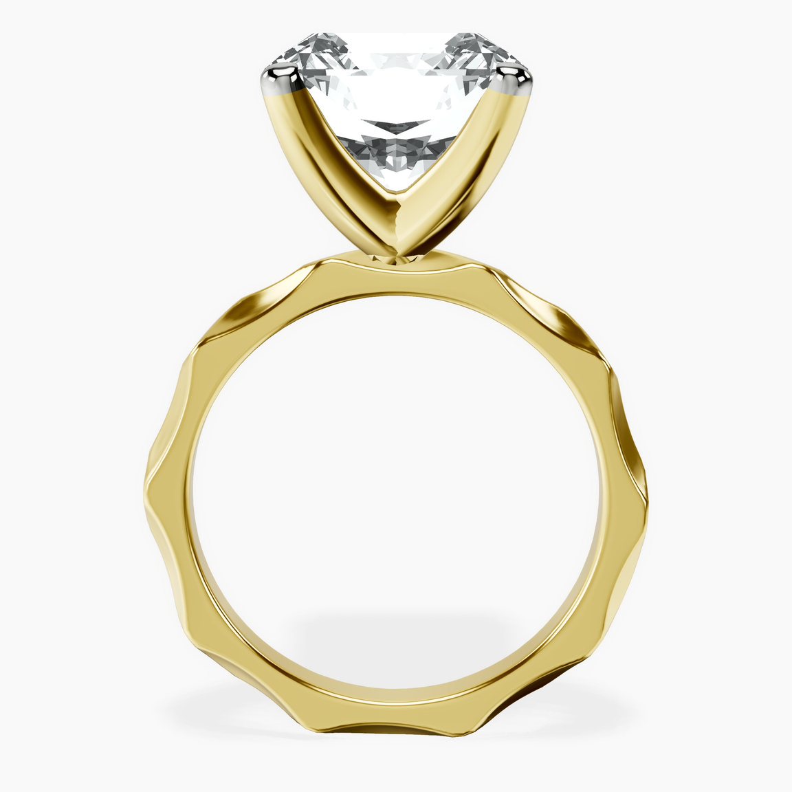 10kt Yellow Gold Magnolia Texture Solitaire Lab Diamond Ring side right image one