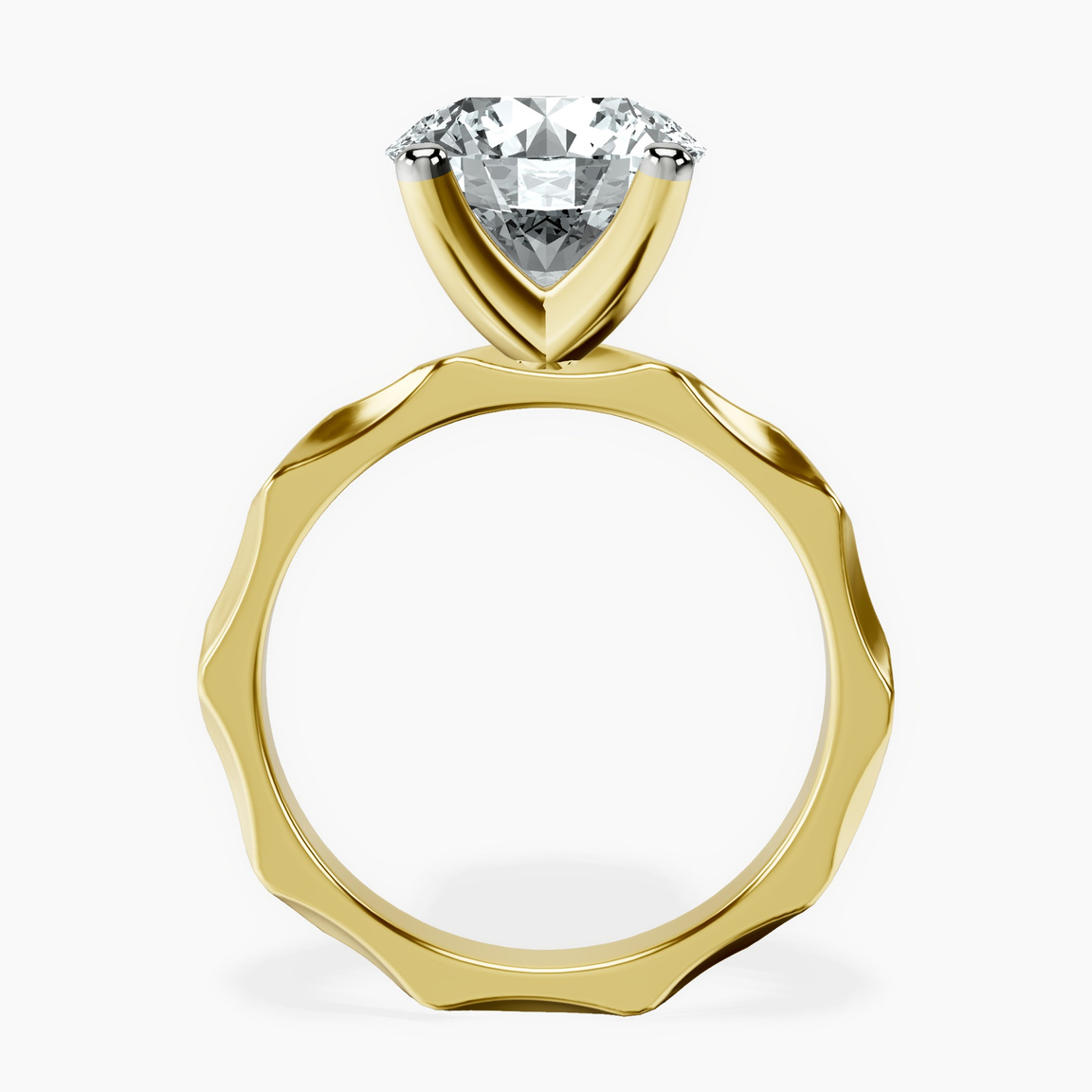 10kt Yellow Gold Magnolia Texture Solitaire Lab Diamond Ring side right image one