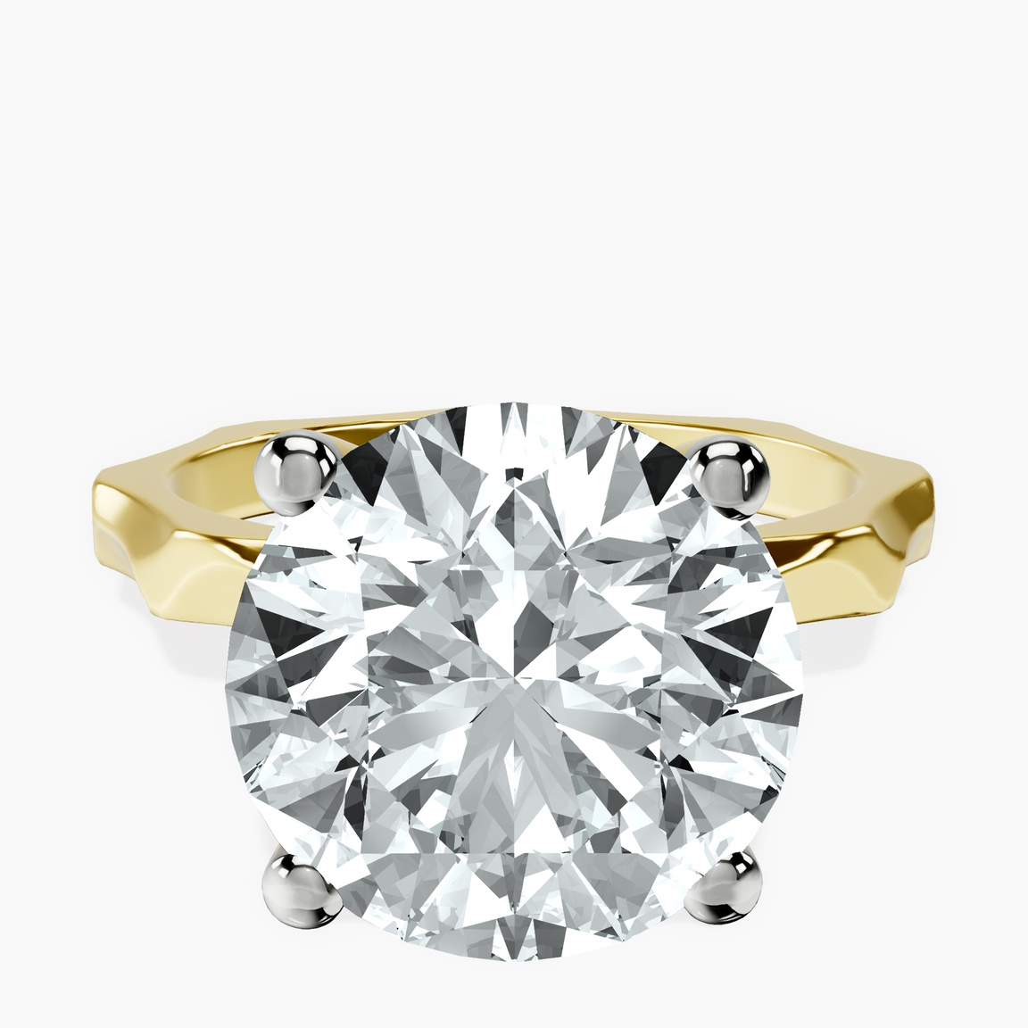 10kt Yellow Gold Magnolia Texture Solitaire Lab Diamond Ring front image
