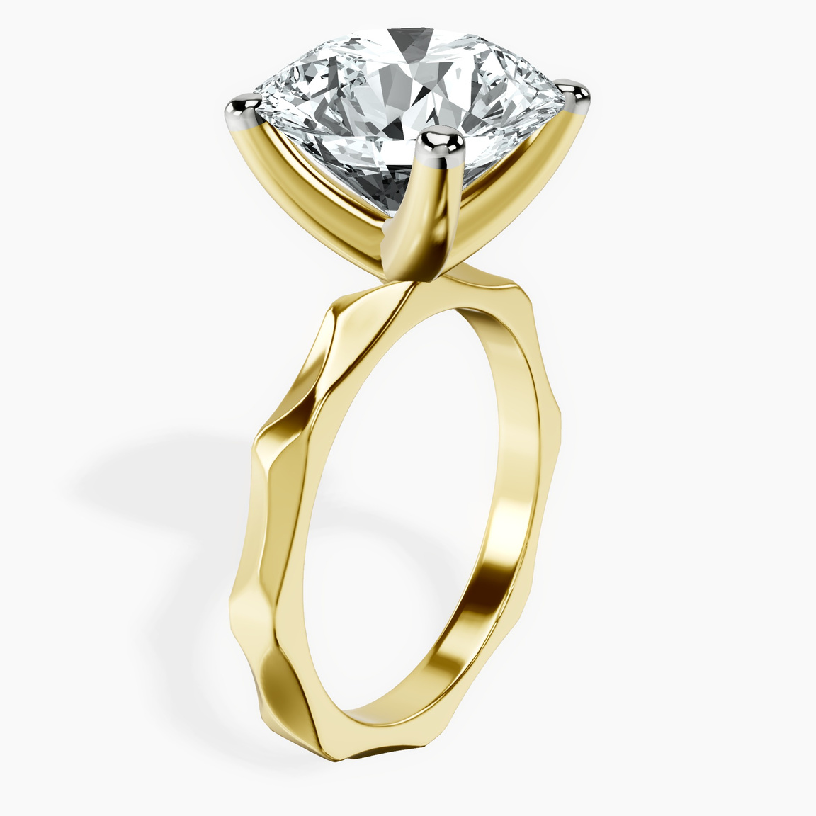 14kt Yellow Gold Magnolia Texture Solitaire Lab Diamond Ring standing product image one