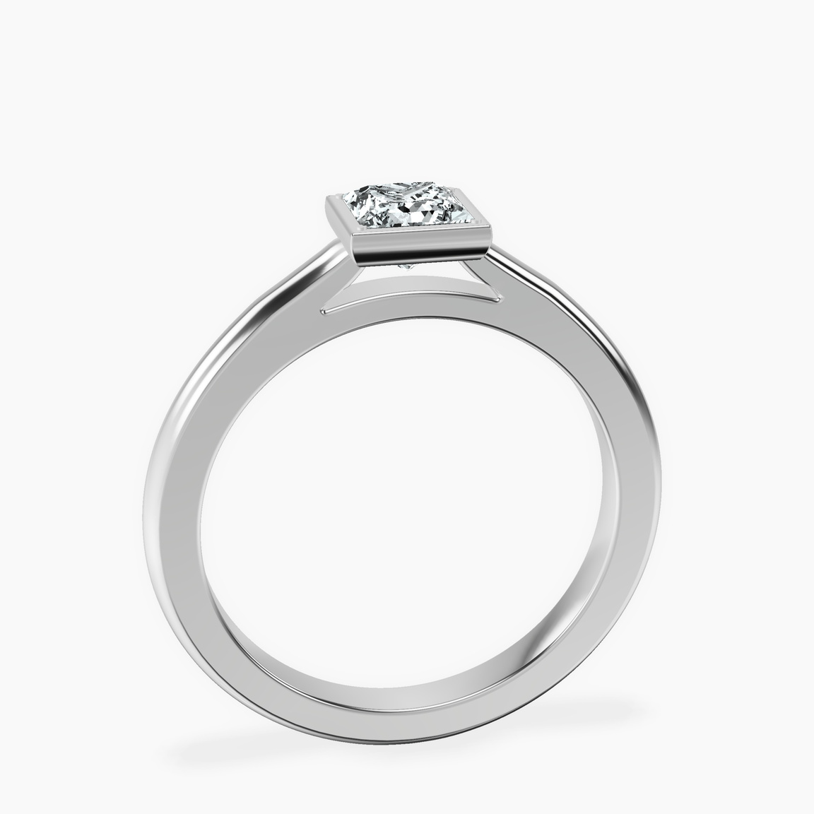 14kt White Gold Calliope Bezel Floating Solitaire Lab Diamond Ring side right image one