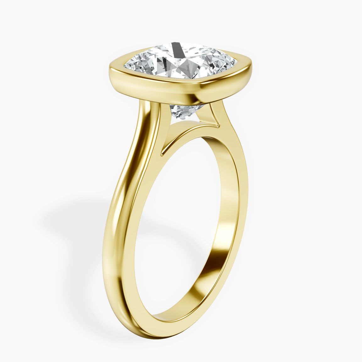18kt Yellow Gold Calliope Bezel Floating Solitaire Lab Diamond Ring standing product image one