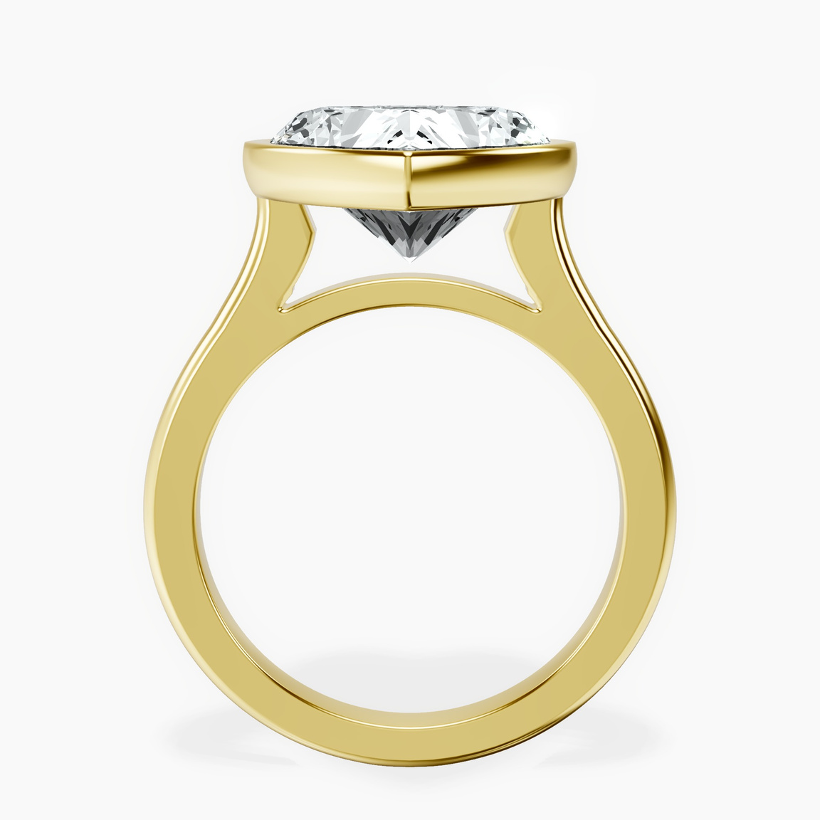 14kt Yellow Gold Calliope Bezel Floating Solitaire Lab Diamond Ring side right image one