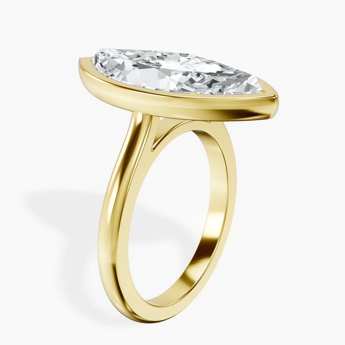 10kt Yellow Gold Calliope Bezel Floating Solitaire Lab Diamond Ring standing product image one