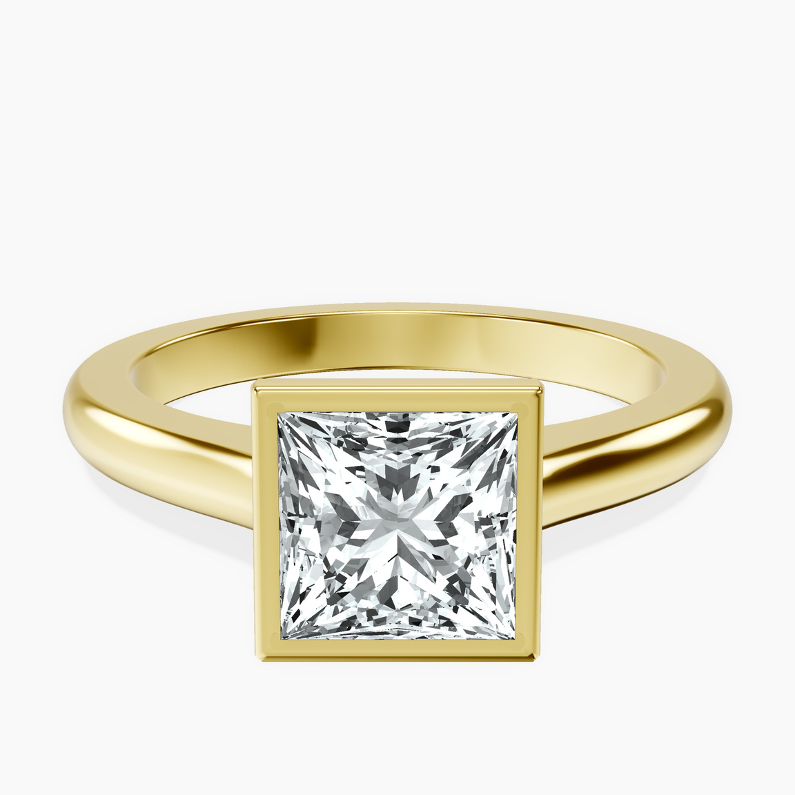 9ct Yellow Gold Calliope Bezel Floating Solitaire Lab Diamond Ring front image