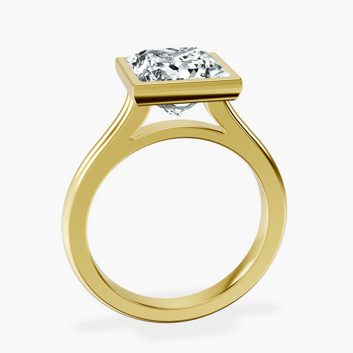 18kt Yellow Gold Calliope Bezel Floating Solitaire Lab Diamond Ring side right image one