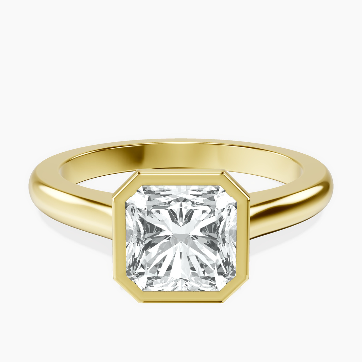 9ct Yellow Gold Calliope Bezel Floating Solitaire Lab Diamond Ring front image